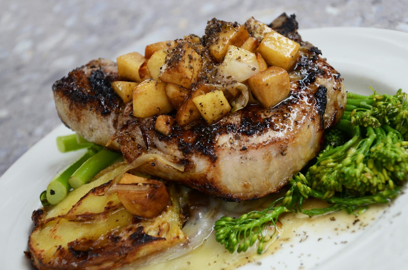 Pork chop, apple and sage